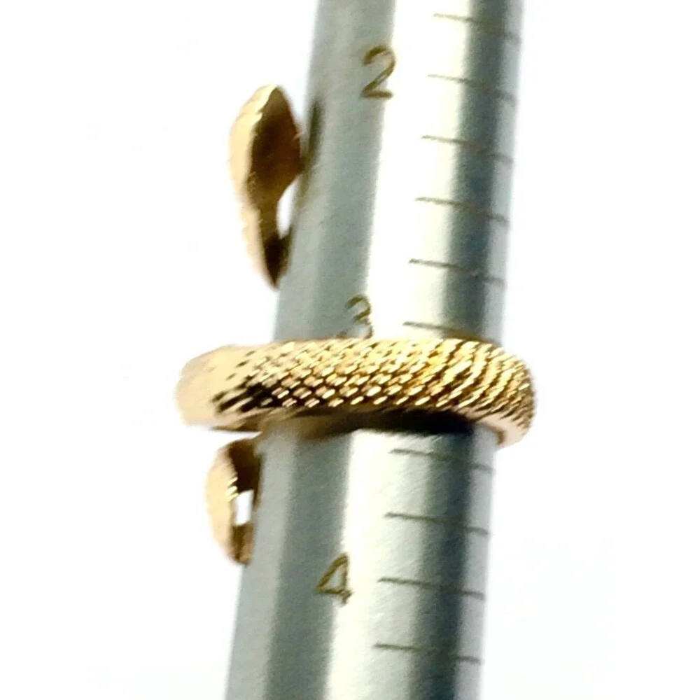 SNAKE RING Gold Tone Serpent Wrap Egyptian Revival Textured Sz 4.75